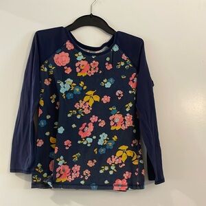 Youth XL/16 blue long sleeve shirt with flower pattern